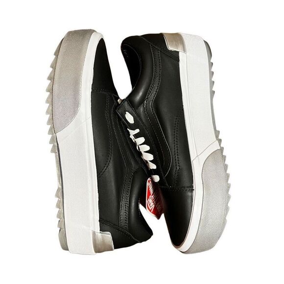 Vans Shoes - Vans Old Skool Stacked Shiny black leather platform sneaker  Women’s 10